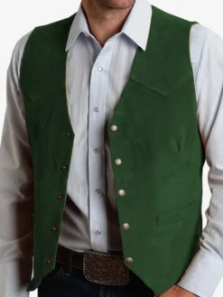 Vestes Pour Hommes Décontracté Gris Vert Moderne Bouton Poches