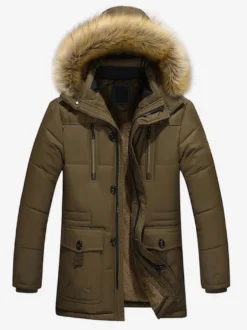Vestes Pour Hommes Manteaux À Capuche Fausse Fourrure Parka Décontracté