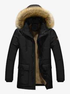Vestes Pour Hommes Manteaux À Capuche Fausse Fourrure Parka Décontracté