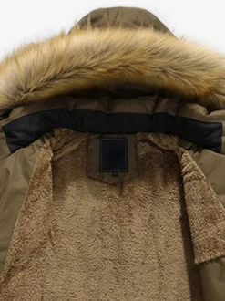 Vestes Pour Hommes Manteaux À Capuche Fausse Fourrure Parka Décontracté