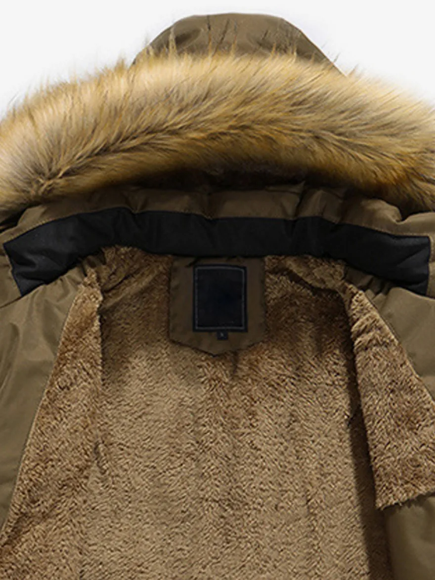 Vestes Pour Hommes Manteaux À Capuche Fausse Fourrure Parka Décontracté