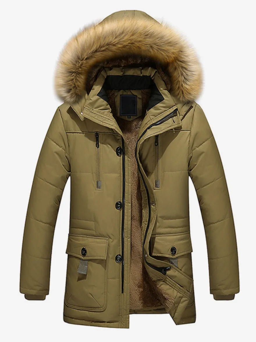 Vestes Pour Hommes Manteaux À Capuche Fausse Fourrure Parka Décontracté