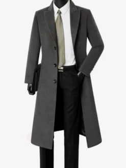 Vestes Pour Hommes Manteaux Col Rabattu Confortable Bleu Foncé Chaud Classique