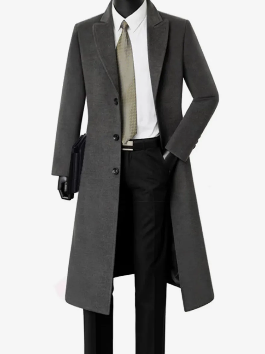 Vestes Pour Hommes Manteaux Col Rabattu Confortable Bleu Foncé Chaud Classique