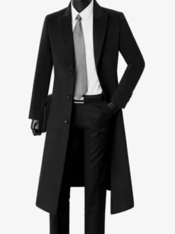 Vestes Pour Hommes Manteaux Col Rabattu Confortable Bleu Foncé Chaud Classique