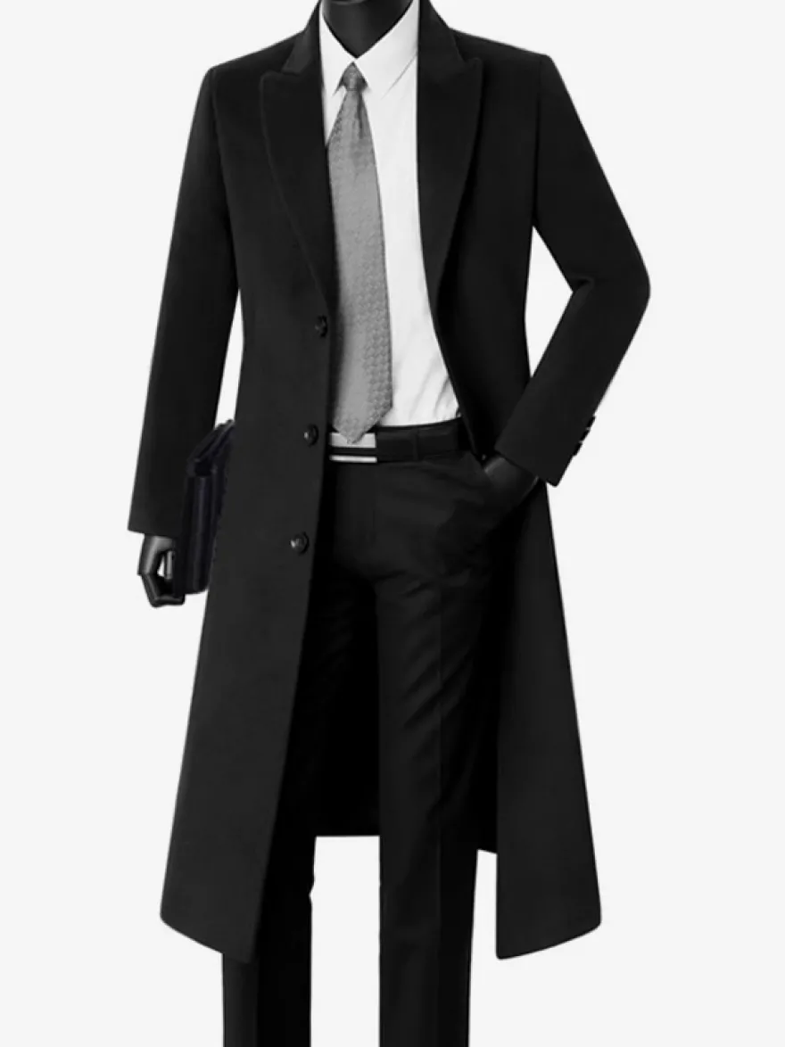 Vestes Pour Hommes Manteaux Col Rabattu Confortable Bleu Foncé Chaud Classique