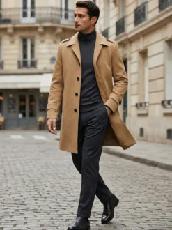 Vestes pour hommes Manteaux Col rabattu Décontracté Camel Mode Chic