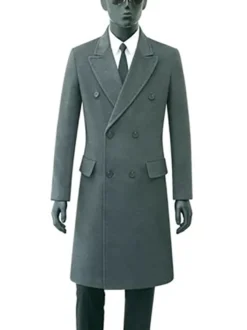 Vestes Pour Hommes Manteaux Double Boutonnage Col Rabattu Chic Noir Poches