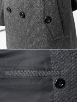 Vestes Pour Hommes Manteaux Double Boutonnage Col Rabattu Confortable Gris Chic