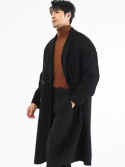 Vestes Pour Hommes Manteaux Hiver Col Rabattu À Revers Noir Chesterfield