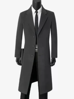 Vestes Pour Hommes Manteaux Long Col Rabattu Chic Cintré