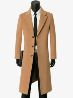 Vestes Pour Hommes Manteaux Long Col Rabattu Chic Cintré