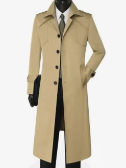 Vestes Pour Hommes Manteaux Long Col Rabattu Confortable Camel