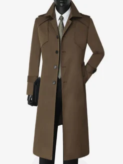 Vestes Pour Hommes Manteaux Long Col Rabattu Confortable Camel