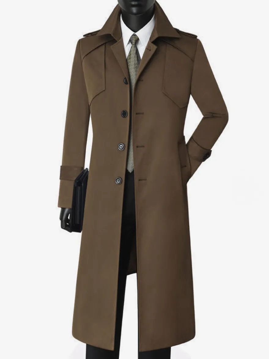 Vestes Pour Hommes Manteaux Long Col Rabattu Confortable Camel