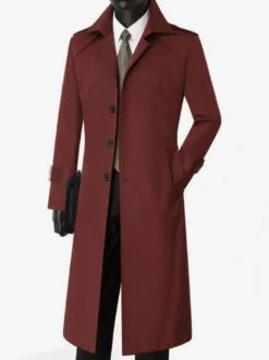 Vestes Pour Hommes Manteaux Long Col Rabattu Confortable Camel