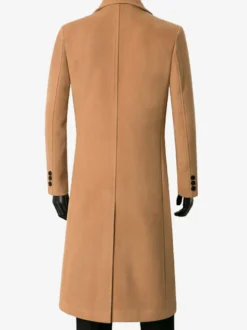 Vestes Pour Hommes Manteaux Long Double Boutonnage Col Rabattu Chic Noir