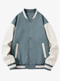Veste universitaire pour hommes grande taille décontractée manches longues cardigan ample vestes de baseball