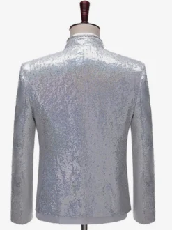 Veste Vintage Médiévale Argenté À Franges Paillettes Costumes Rétro Hommes