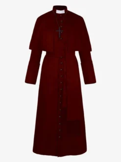 Veste Vintage Rétro Manches Longues Médiéval Soirée Bouton Manteau Gothique Bourgogne
