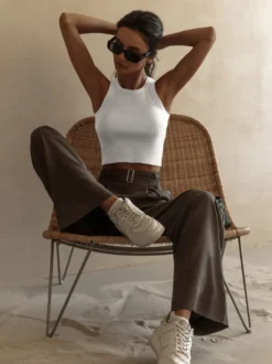Violet Cami Top Col Rond Chic Femmes Camisoles