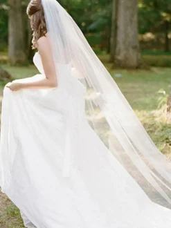 Voile 1 couche en tulle forme d'ovale Voile de mariée