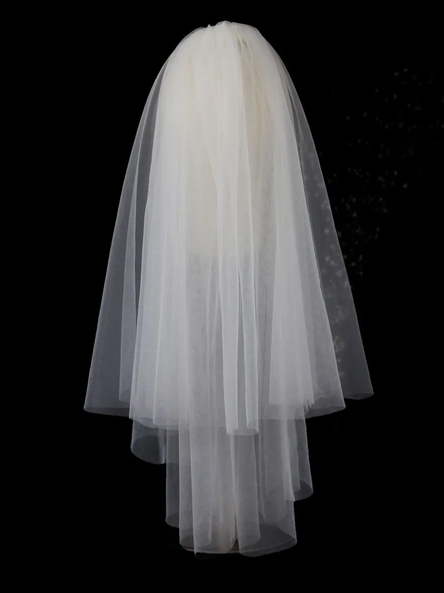 Voile de mariage blanche en tulle deux niveaux