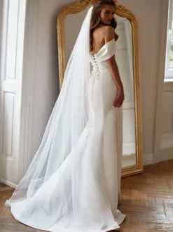 Voile de mariage Voile de mariée classique à deux niveaux en tulle à bords coupés