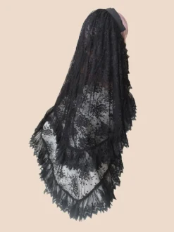 Voile Gothique Lolita Accessoires Jacquard Noir Fibre Polyester
