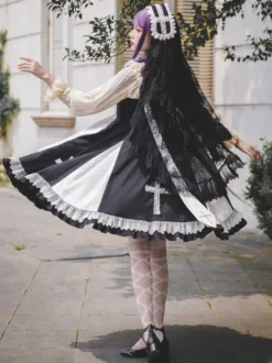Voile Gothique Lolita Accessoires Jacquard Noir Fibre Polyester