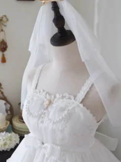 Voile Mignonne Lolita Accessoires Blanc Dentelle Coiffure