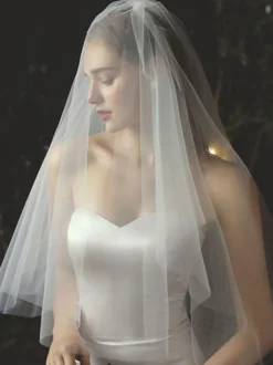Voiles de mariage Voiles de mariée classiques en tulle à deux niveaux
