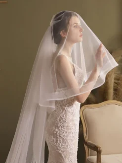Voiles de mariée cascade Voiles de mariée en tulle à deux niveaux