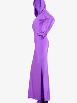 Vêtement de zentai beau combinaison enveloppé pour femme en lycra spandex violet Déguisements Halloween