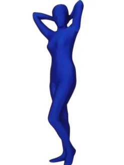 Vêtement de zentai bleu en lycra spandex enveloppé Déguisements Halloween