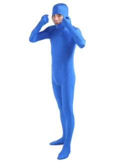 Vêtement de zentai bleu unicolore de face ouverte Déguisements Halloween