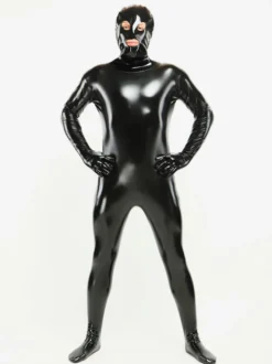 Vêtement de zentai noir de yeux et bouche ouverts Déguisements Halloween