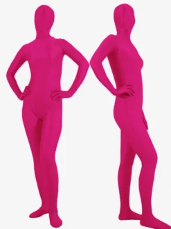 Vêtement de zentai rose en lycra spandex enveloppé Déguisements Halloween