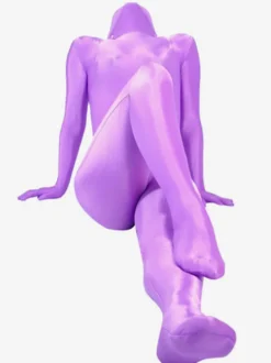 Vêtement de Zentai unisexe violet en lycra de fibre élastique Déguisements Halloween
