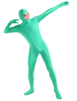 Vêtement de zentai vert bleu unicolore de face ouverte Déguisements Halloween