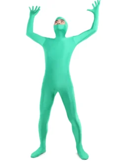 Vêtement de zentai vert bleu unicolore de face ouverte Déguisements Halloween