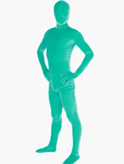 Vêtement de zentai vert en velours Déguisements Halloween