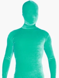 Vêtement de zentai vert en velours Déguisements Halloween