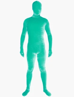 Vêtement de zentai vert en velours Déguisements Halloween
