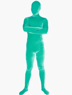 Vêtement de zentai vert en velours Déguisements Halloween