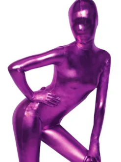 Vêtement de Zentai violet d'éclat métallique Déguisements Halloween