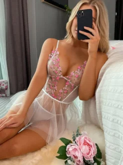 Vêtements pour femmes lingerie nuisettes vêtements à fleurs nuisettes blanches pour femmes