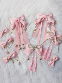 Wa lolita coiffe rose sakura motif bow draps coton mélange headwear arcs fleurs lolita cheveux accessoires