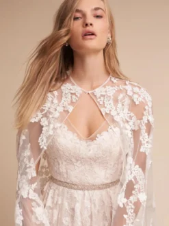 Wrap de mariage Ivoire Jewel Neck Capes Dentelle Dentelle Bridal Cover Ups
