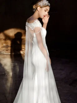 Wrap de mariage Ivoire Jewel Neck Capes Tulle Dentelle Bridal Cover Up